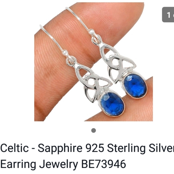 Genuine Blue Sapphire Earrings 925 ee - Picture 2 of 2